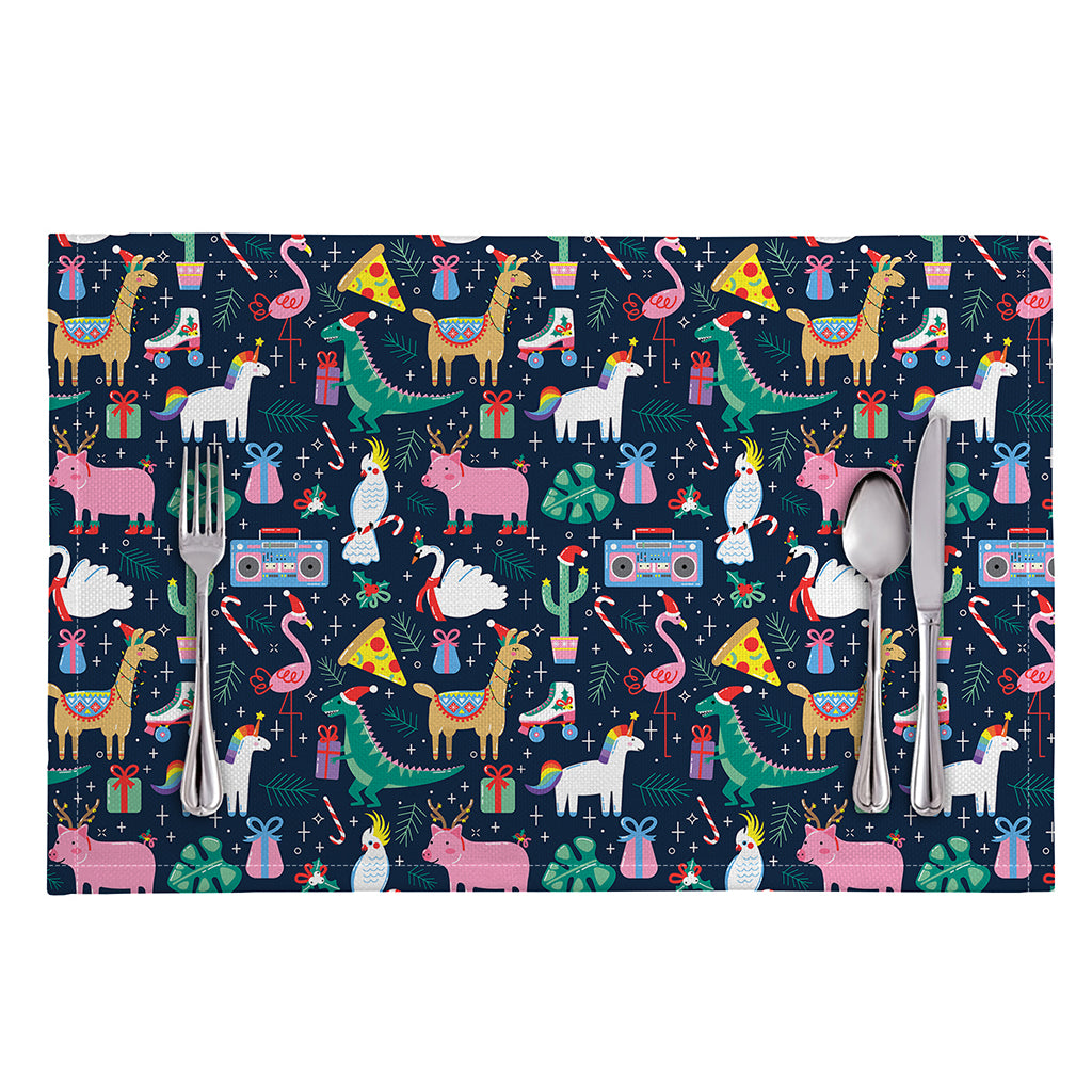 Funny Christmas Animals Pattern Print Placemat