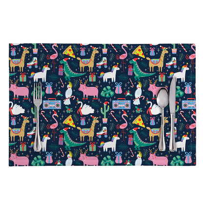 Funny Christmas Animals Pattern Print Placemat