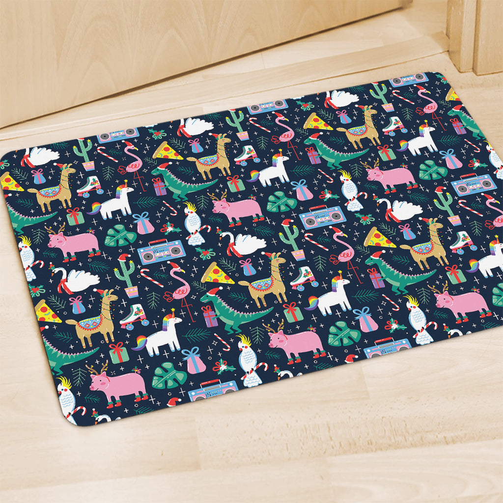 Funny Christmas Animals Pattern Print Polyester Doormat