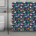 Funny Christmas Animals Pattern Print Polyester Shower Curtain