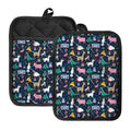 Funny Christmas Animals Pattern Print Pot Holders With Pocket