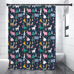 Funny Christmas Animals Pattern Print Premium Shower Curtain