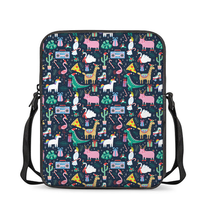 Funny Christmas Animals Pattern Print Rectangular Crossbody Bag