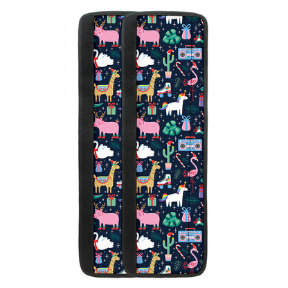 Funny Christmas Animals Pattern Print Refrigerator Handle Covers