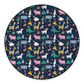 Funny Christmas Animals Pattern Print Round Floor Mat