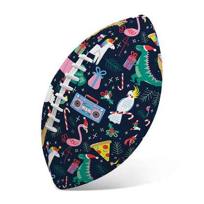 Funny Christmas Animals Pattern Print Rugby Ball