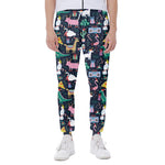 Funny Christmas Animals Pattern Print Scuba Joggers