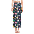 Funny Christmas Animals Pattern Print Side Slit Maxi Skirt