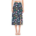 Funny Christmas Animals Pattern Print Side Slit Midi Skirt