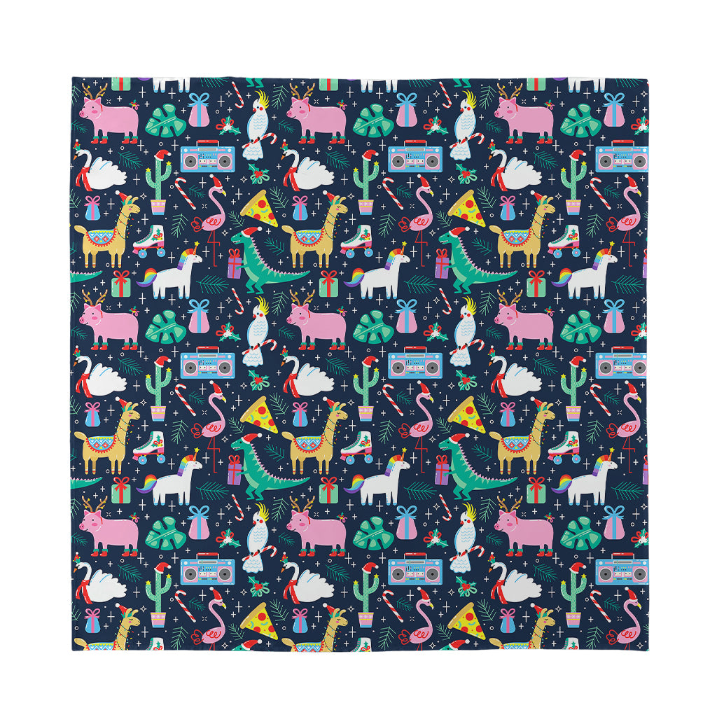 Funny Christmas Animals Pattern Print Silk Bandana