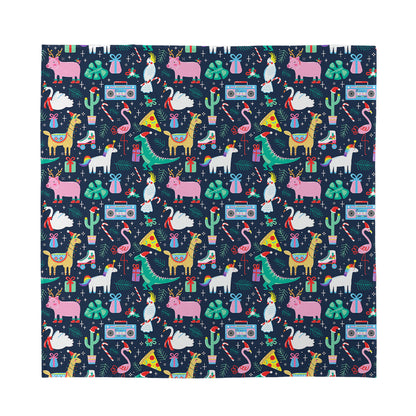 Funny Christmas Animals Pattern Print Silk Bandana