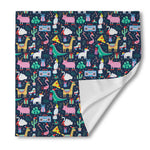 Funny Christmas Animals Pattern Print Silk Bandana
