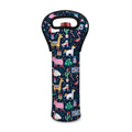 Funny Christmas Animals Pattern Print Single Neoprene Wine Tote