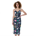 Funny Christmas Animals Pattern Print Slim Fit Midi Cami Dress
