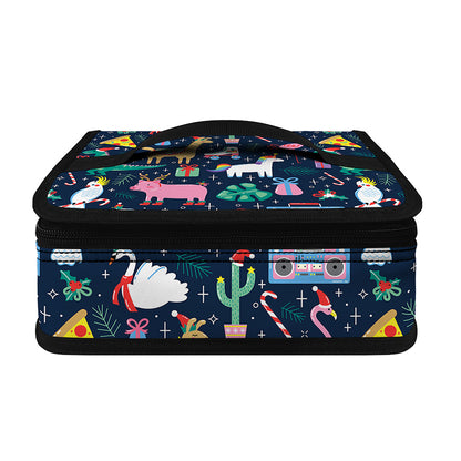 Funny Christmas Animals Pattern Print Small Lunch Bag