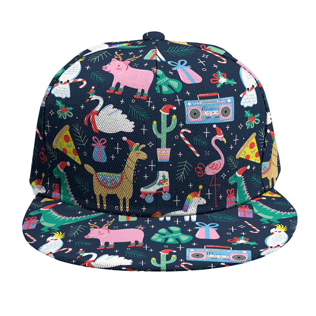 Funny Christmas Animals Pattern Print Snapback Cap