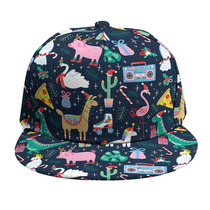 Funny Christmas Animals Pattern Print Snapback Cap