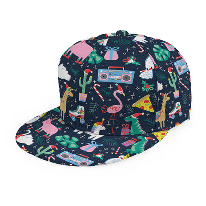 Funny Christmas Animals Pattern Print Snapback Cap