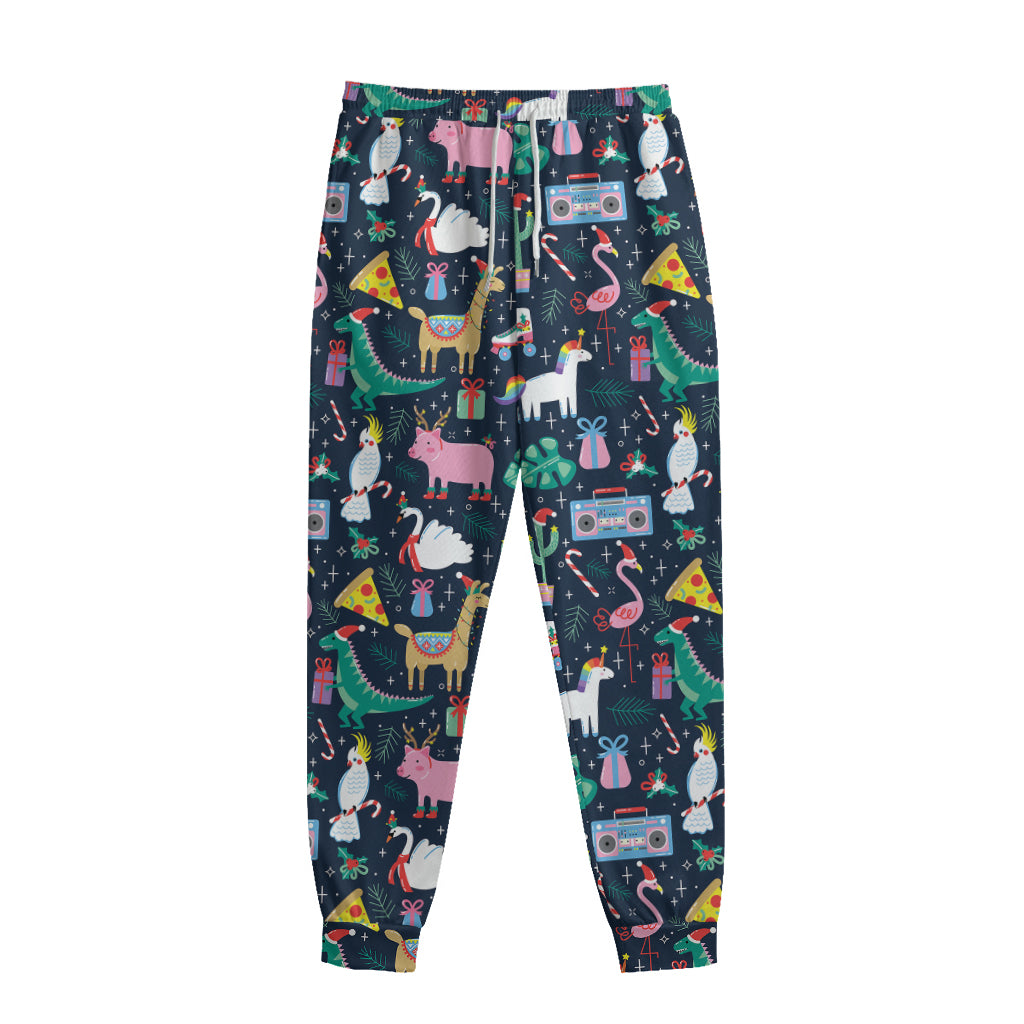 Funny Christmas Animals Pattern Print Sweatpants