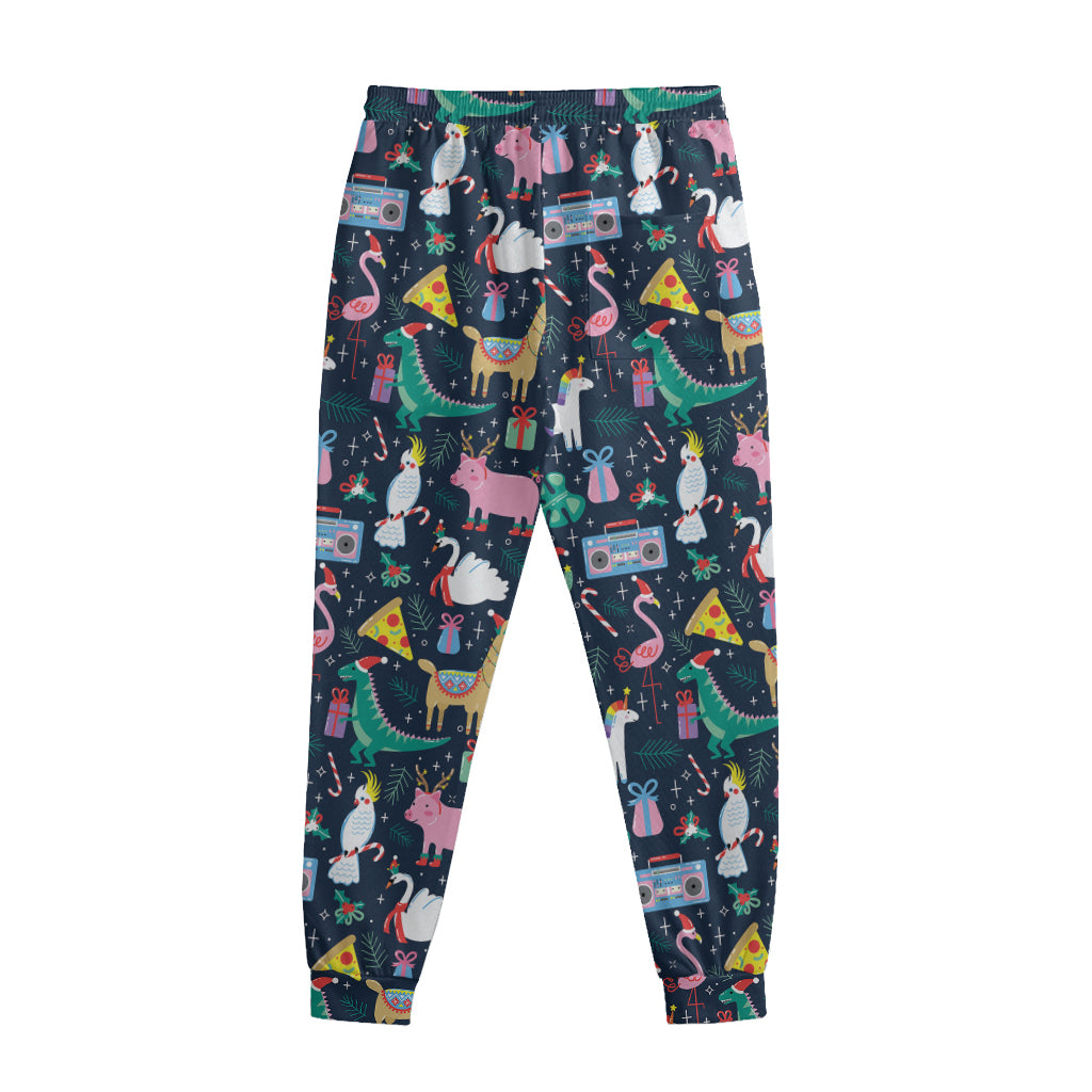 Funny Christmas Animals Pattern Print Sweatpants