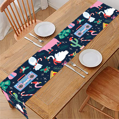 Funny Christmas Animals Pattern Print Table Runner