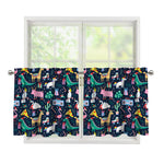 Funny Christmas Animals Pattern Print Tier Curtains