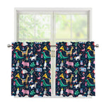 Funny Christmas Animals Pattern Print Tier Curtains