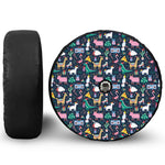 Funny Christmas Animals Pattern Print Tire Cover With Camera Hole