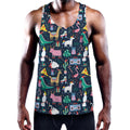 Funny Christmas Animals Pattern Print Men's Workout Tank Top