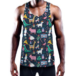 Funny Christmas Animals Pattern Print Training Tank Top