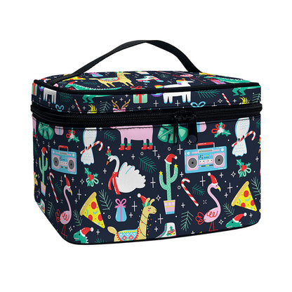 Funny Christmas Animals Pattern Print Travel Makeup Bag