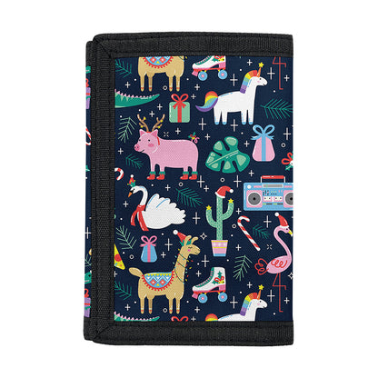 Funny Christmas Animals Pattern Print Trifold Wallet