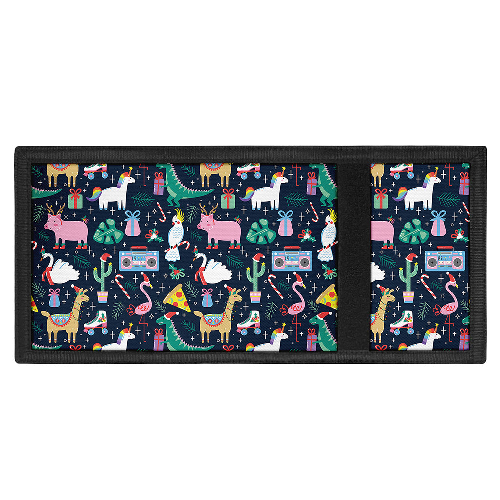 Funny Christmas Animals Pattern Print Trifold Wallet