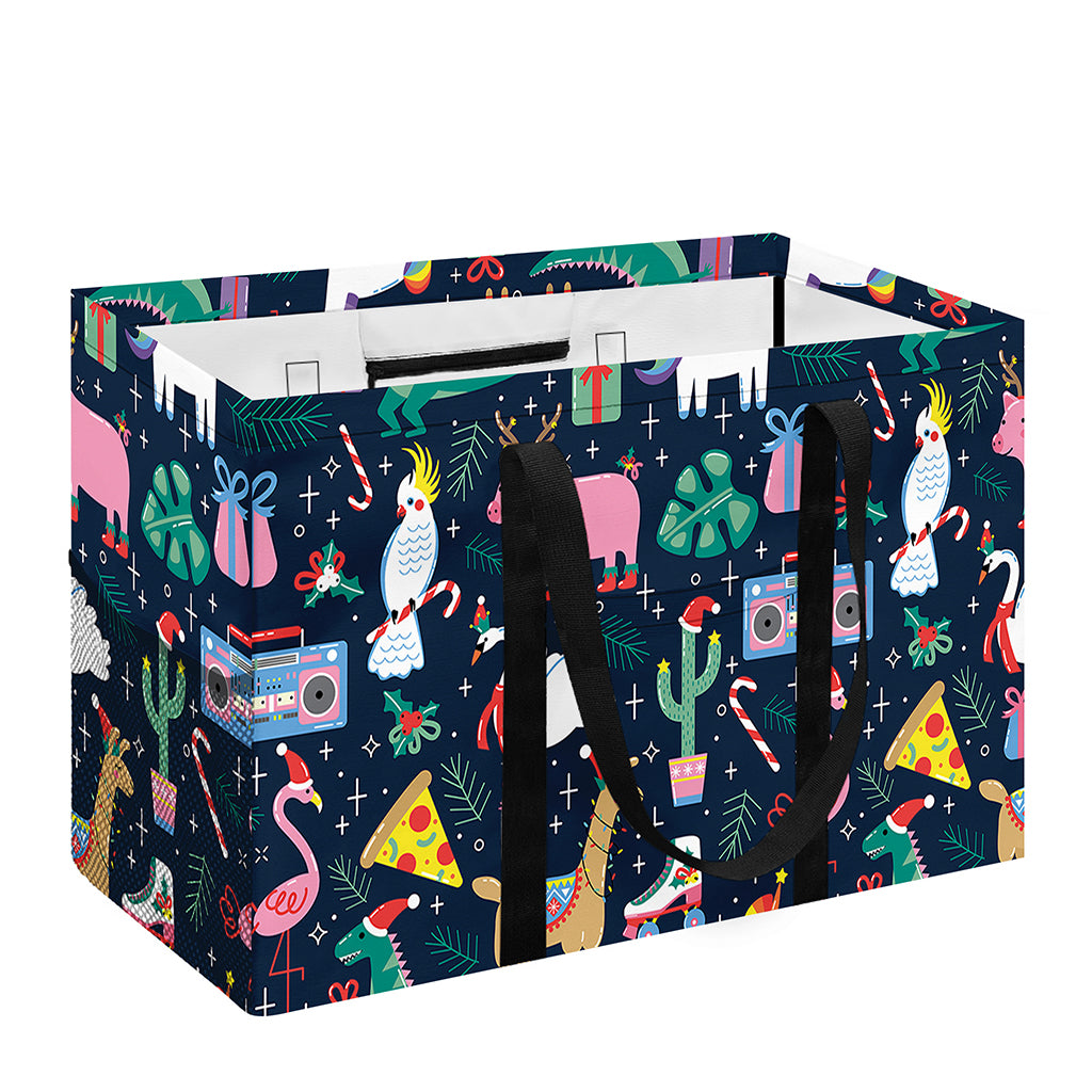 Funny Christmas Animals Pattern Print Utility Tote Bag