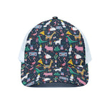Funny Christmas Animals Pattern Print White Mesh Trucker Cap