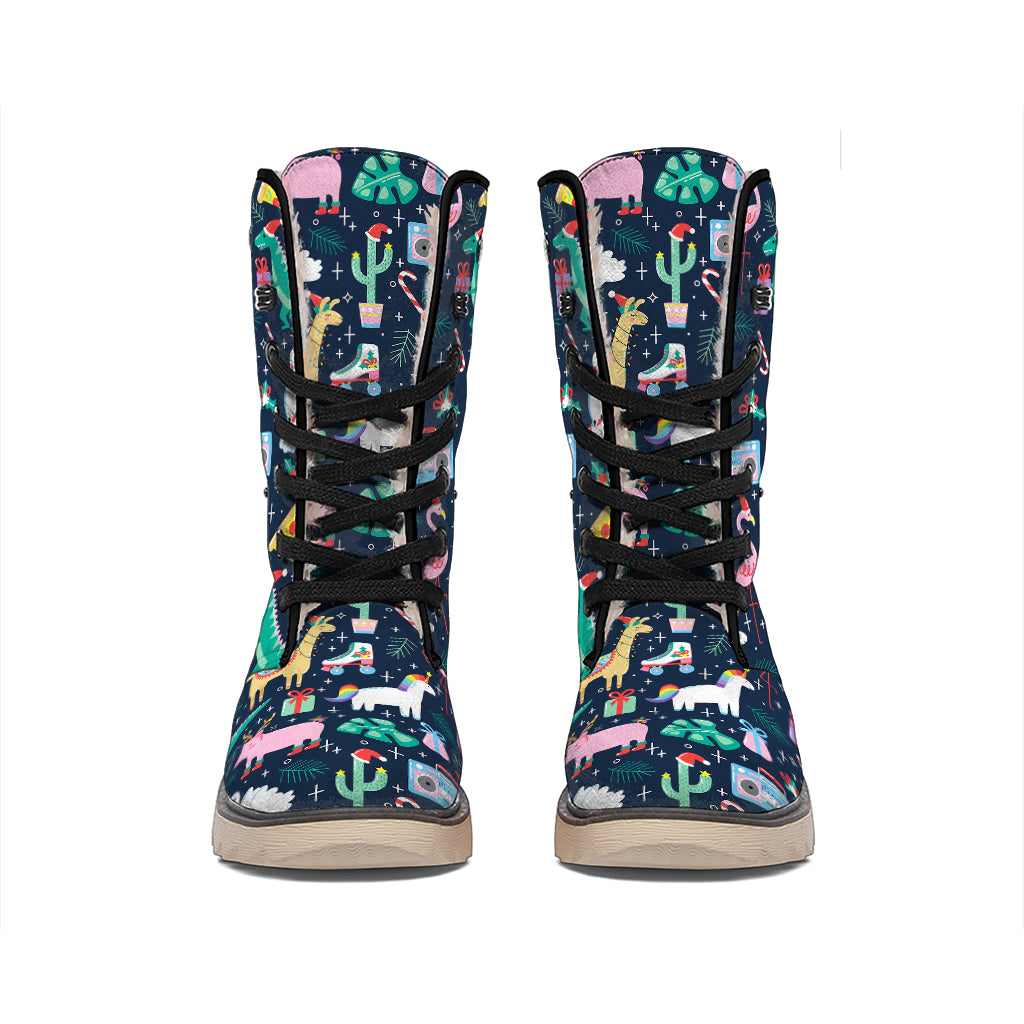 Funny Christmas Animals Pattern Print Winter Boots