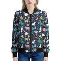 Funny Christmas Animals Pattern Print Women's Bomber Jacket