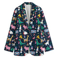 Funny Christmas Animals Pattern Print Women's Cotton Blazer