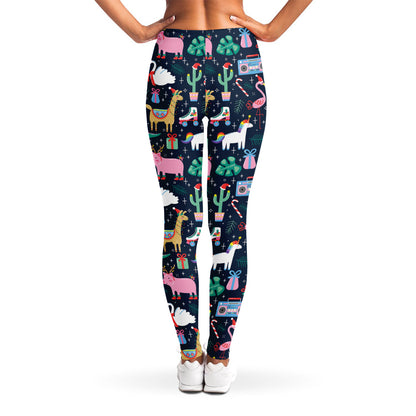 Funny Christmas Animals Pattern Print Women's Leggings
