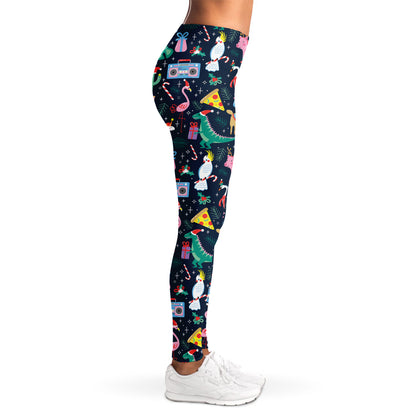 Funny Christmas Animals Pattern Print Women's Leggings