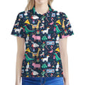 Funny Christmas Animals Pattern Print Women's Polo Shirt