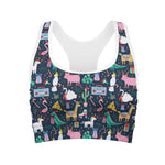 Funny Christmas Animals Pattern Print Women's Sports Bra