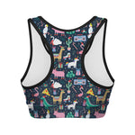 Funny Christmas Animals Pattern Print Women's Sports Bra