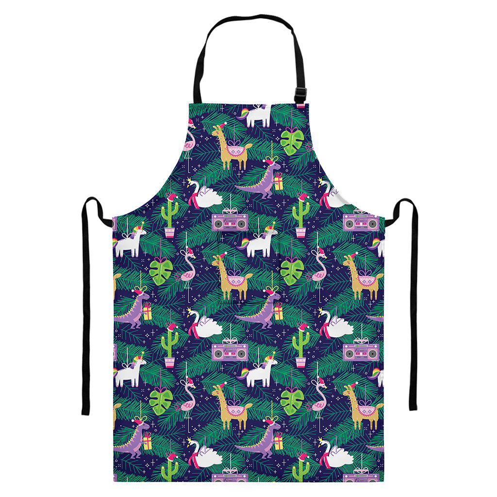 Funny Christmas Decoration Pattern Print Bib Apron With Pocket