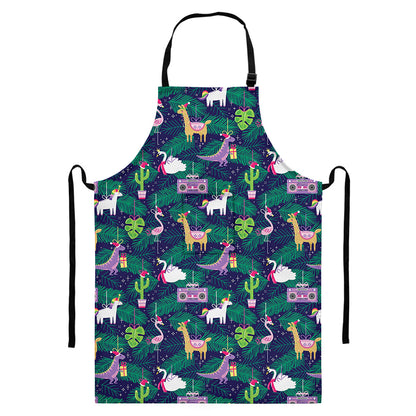 Funny Christmas Decoration Pattern Print Bib Apron With Pocket