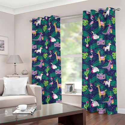 Funny Christmas Decoration Pattern Print Blackout Grommet Curtains