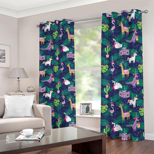 Funny Christmas Decoration Pattern Print Blackout Grommet Curtains