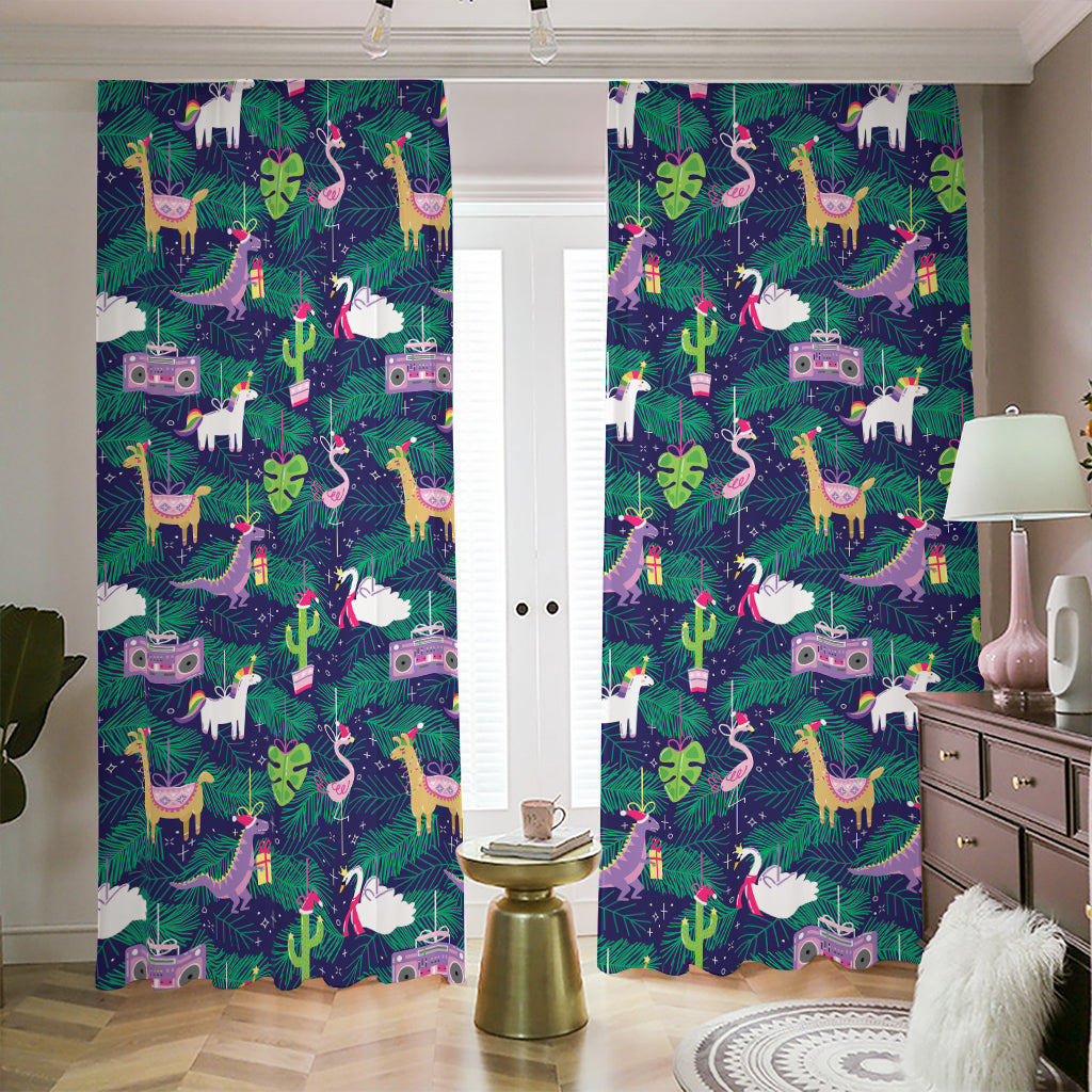 Funny Christmas Decoration Pattern Print Blackout Pencil Pleat Curtains