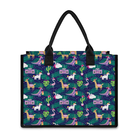 Funny Christmas Decoration Pattern Print Canvas Tote Bag