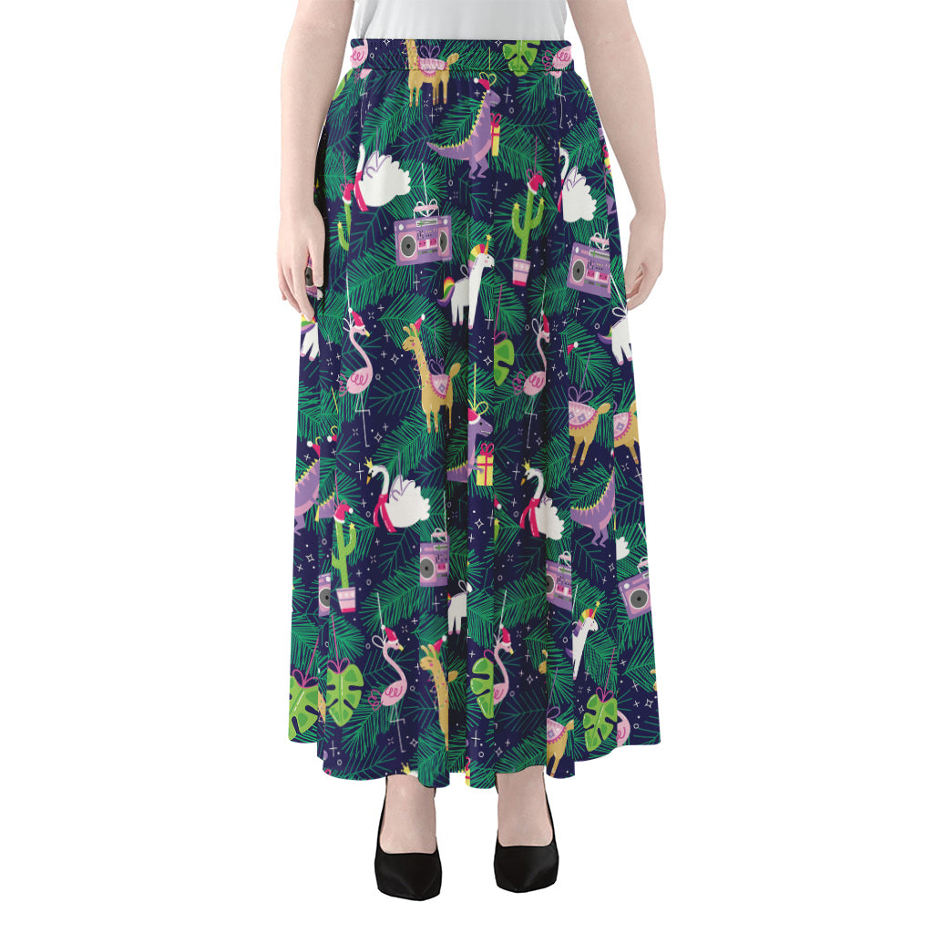 Funny Christmas Decoration Pattern Print Chiffon Maxi Skirt